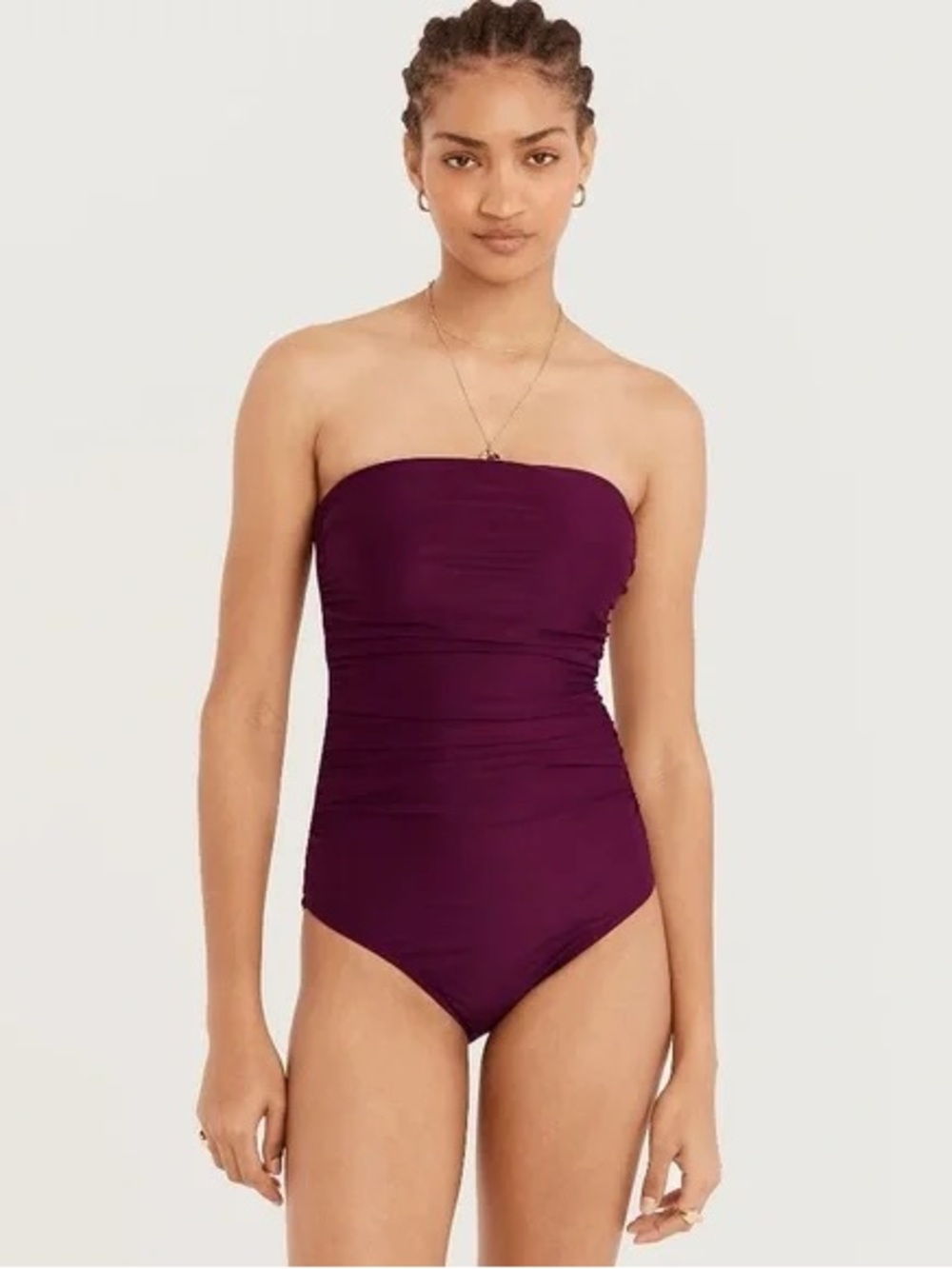 J.Crew Re-Imagined Purple Ruched [Strapless] One-Piece Swimsuit Size 2
